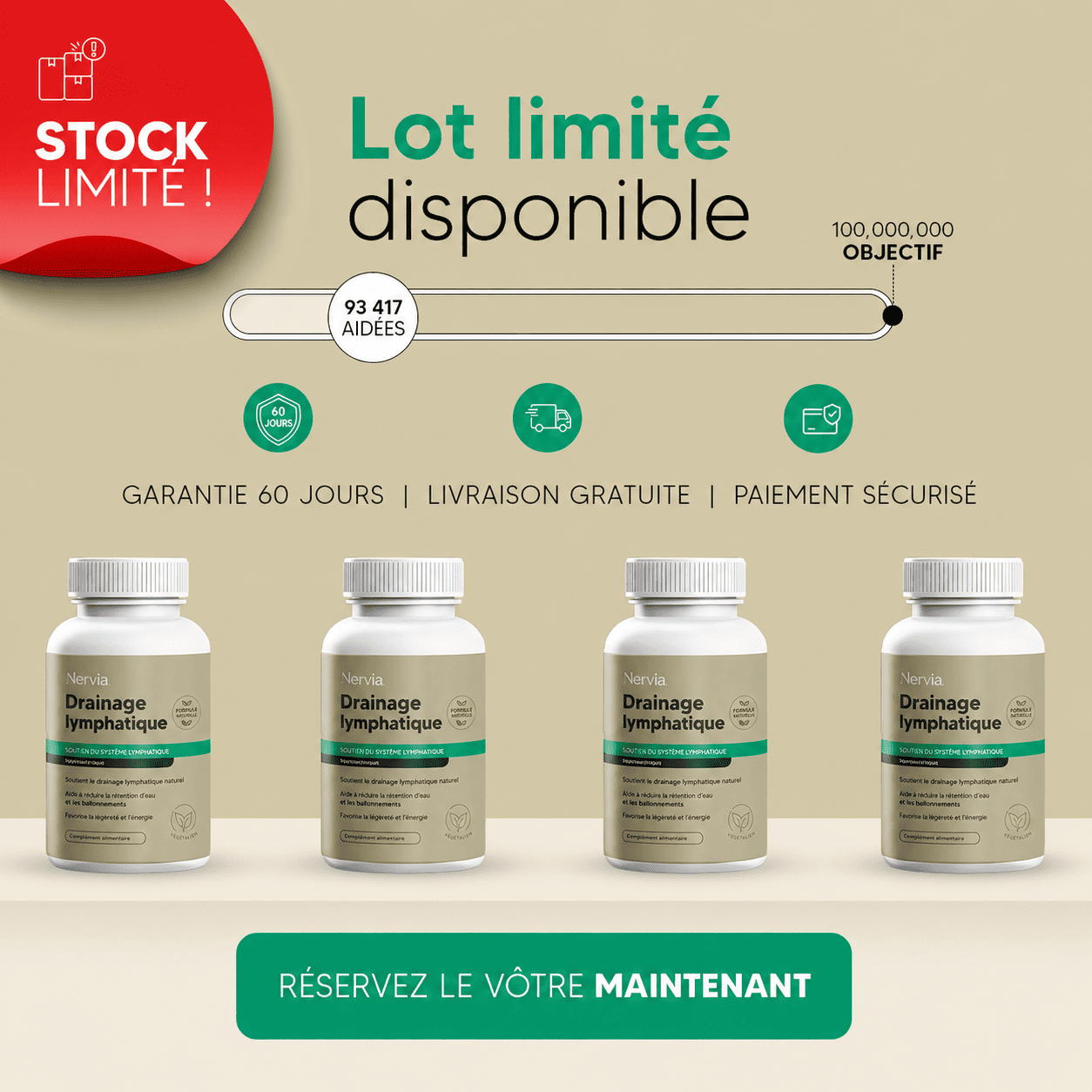 Nervia™ — Gélules de Drainage Lymphatique - Transformation totale en 60 jours